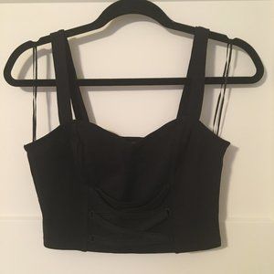 Guess Black Sleeveless Crop Top with Ribbon